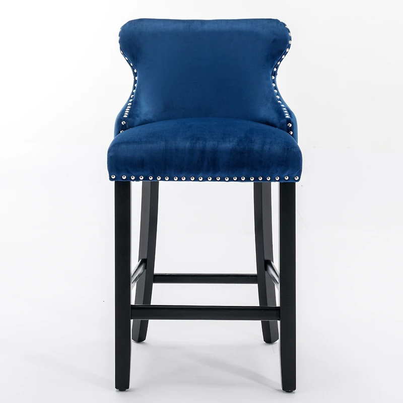 Streamdale Contemporary Velvet Upholstered Wing-Back Barstools With Button Tufted
