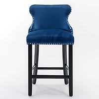 Streamdale Contemporary Velvet Upholstered Wing-Back Barstools With Button Tufted