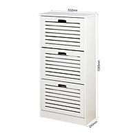Streamdale White Wooden Shoe Cabinet with 3 Flip Doors