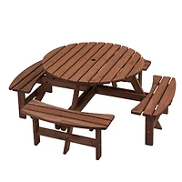 Streamdale Furniture 8 Person Wooden Picnic Table with Built-In Benches