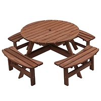 Streamdale Furniture 8 Person Wooden Picnic Table with Built-In Benches