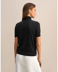 Lilysilk Women's High Neck Short Sleeves Silk Knitted Sweater Top