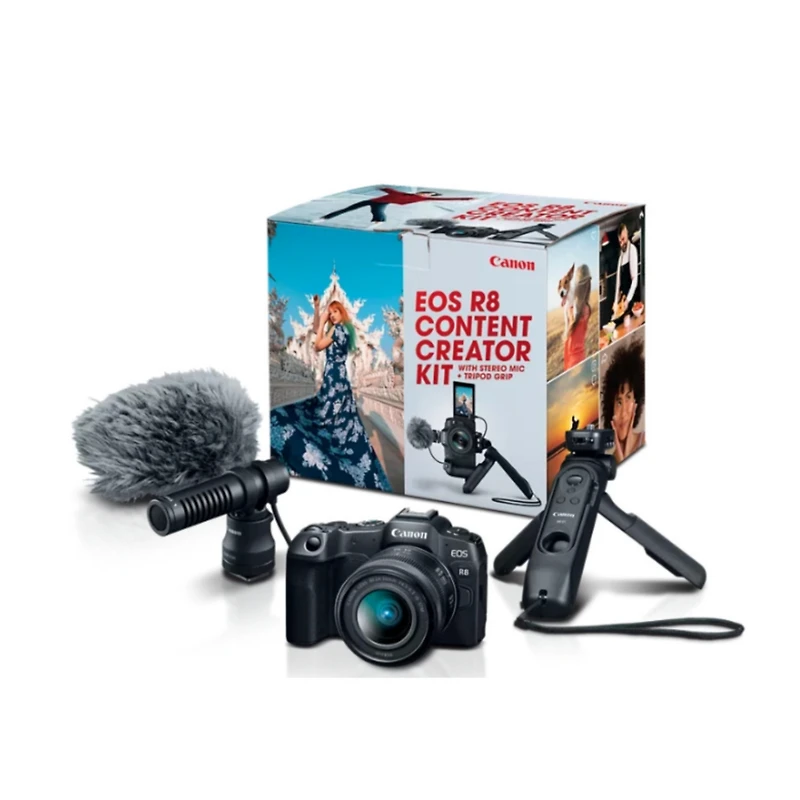 Canon Eos R8 Content Creator Kit Camera with In-Camera Compositing and Lens Cap