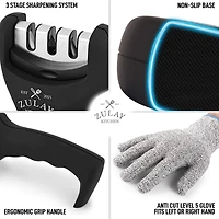 3 Stage Knife Sharpener and 1 Piece Cut-Resistant Glove