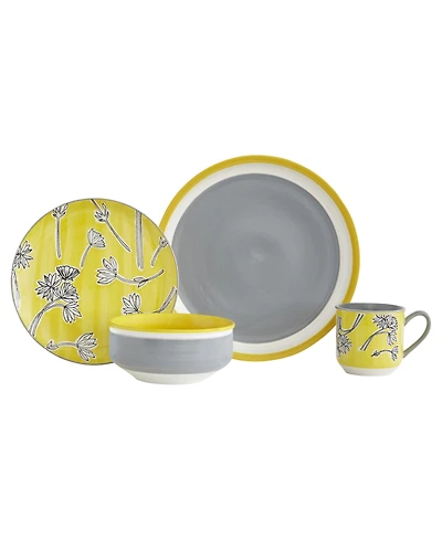 Baum Sunny Floral 16 Pc. Dinnerware Set, Service for 4