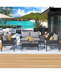 Streamdale 4-Piece Grey Patio Furniture Set with Cushions