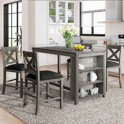 Streamdale Rustic Farmhouse 5-Piece Bar Table Set