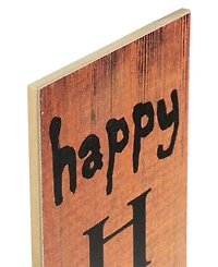 Northlight 36" Orange Happy Halloween with Spider Wooden Porch Board Sign Decoration