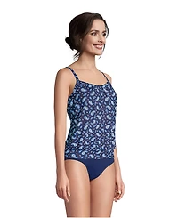Lands' End Women's Blouson Tummy Hiding Tankini Swimsuit Top Adjustable Straps