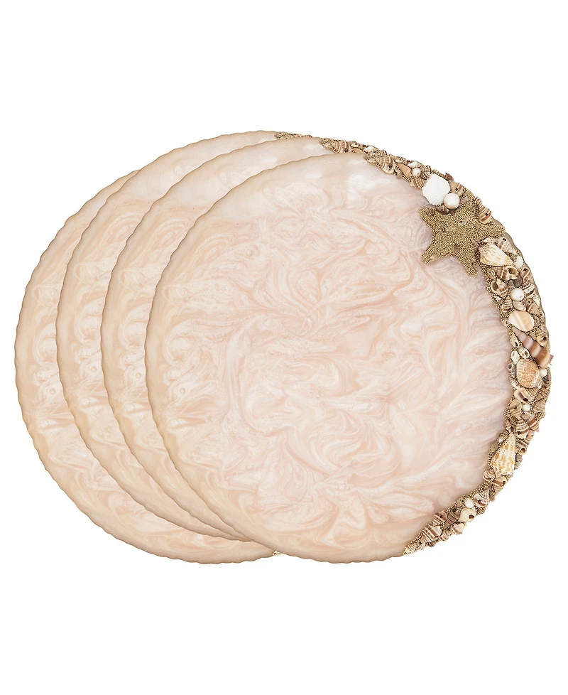 Saro Lifestyle Resin Enchanted Seashell Placemat Set of 4,14"x14"