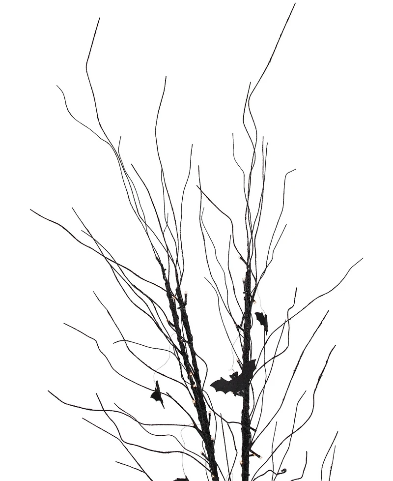 Northlight 50" Led Lighted Black Halloween Branch Tree with Bats Warm White Lights