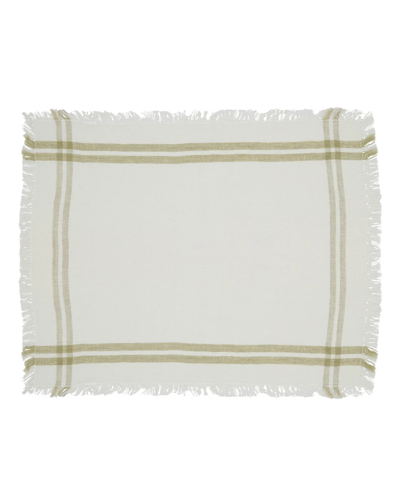 Saro Lifestyle Trendy Fringed Stripe Placemat Set of 4,13"x19"