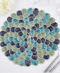 Saro Lifestyle Peacock Glamour Beaded Placemat Set of 4,14"x14"