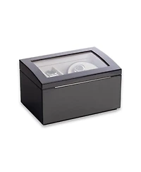 Bey-Berk Lacquered Carbon Fiber Finish 2 Watch Winder with Storage for 4 Watches