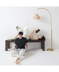 Lark 75 in. Boho Wicker Led Floor Lamp with Rattan Empire Shade