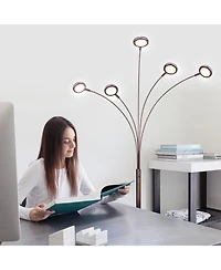 Orion 74" Led Tree Arc Floor Lamp with 5 Adjustable Arms