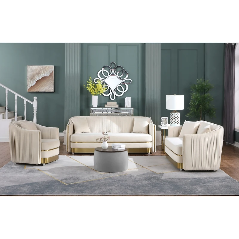 Simplie Fun Round Ottoman Set with Storage & Coffee Table - 2 in 1 Function