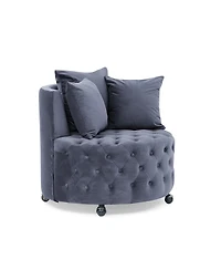 Simplie Fun Swivel Chair with Velvet Upholstery and Pillows
