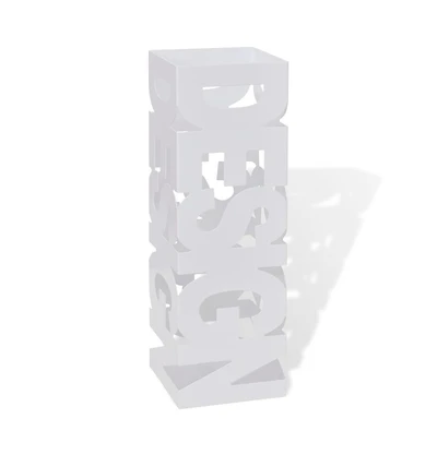 vidaXL White Square Umbrella Stand Storage Holder Walking Stick Steel 19.1