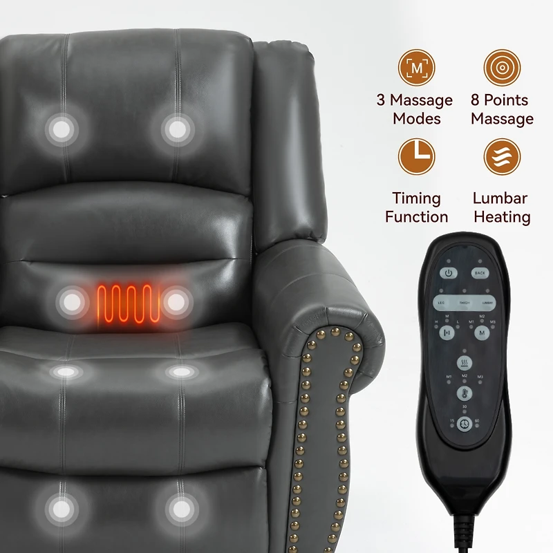 Streamdale Furniture Dual Motor Power Lift Recliner Chair with Heat Massage