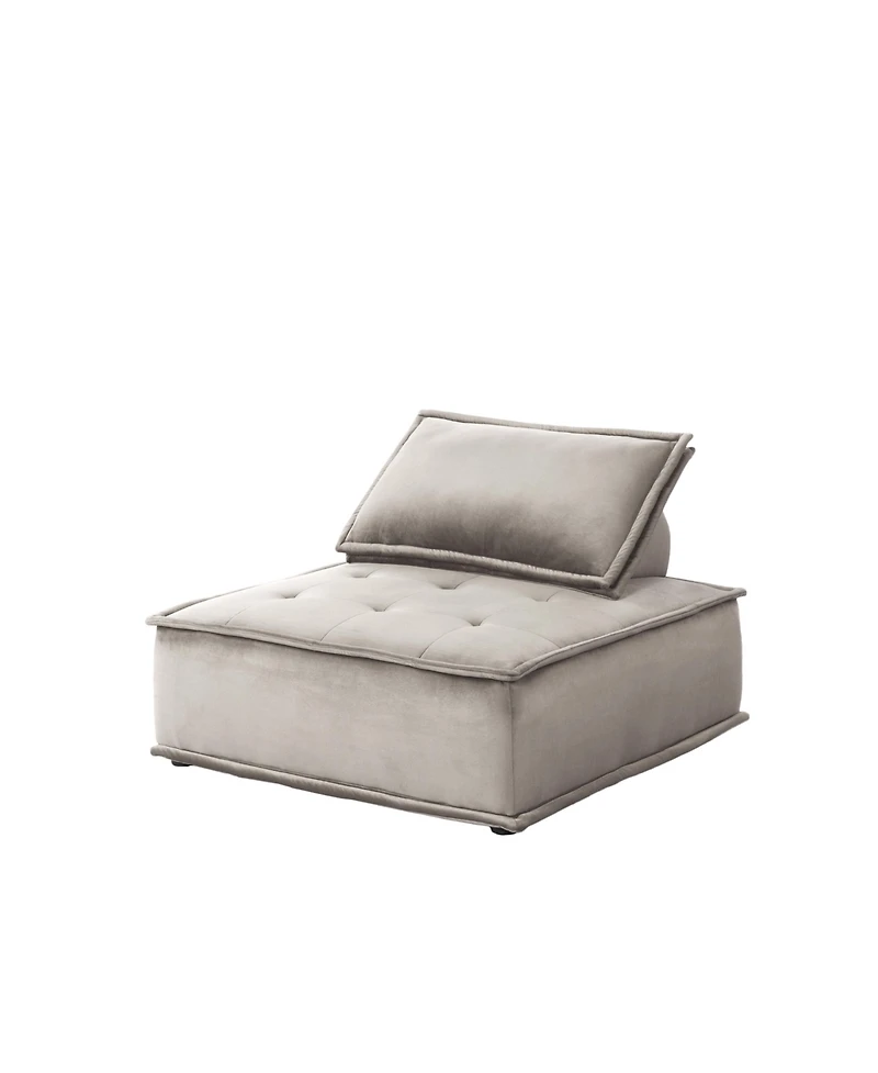 Anna Light Gray Velvet Armless Lounge Chair