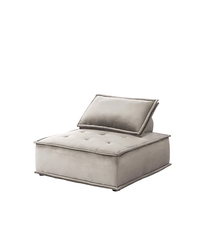 Anna Light Gray Velvet Armless Lounge Chair