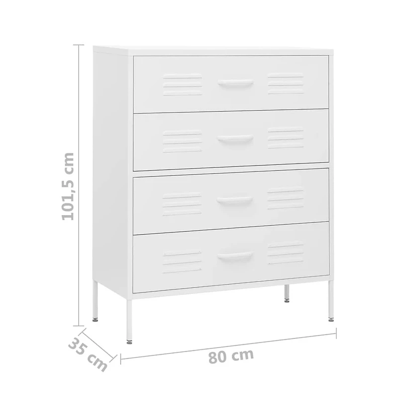 Chest of Drawers White 31.5"x13.8"x40" Steel