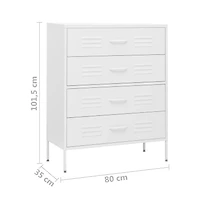 Chest of Drawers White 31.5"x13.8"x40" Steel