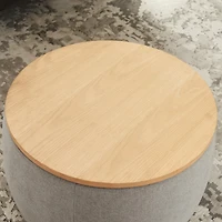 Round Storage Ottoman, 2 in 1 Function, Work as End Table and Ottoman