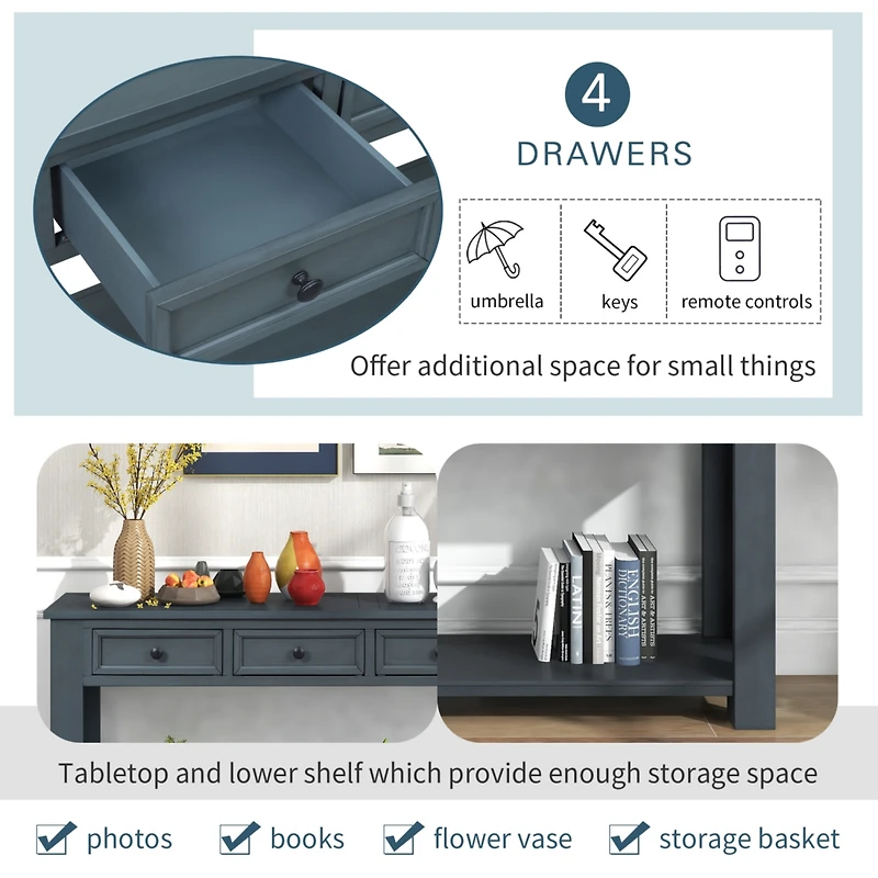 Simplie Fun Console Table/Sofa Table With Storage Drawers And Bottom Shelf For Entryway Hallway