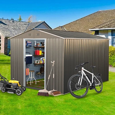 Streamdale 8x10FT Outdoor Metal Storage Shed Grey