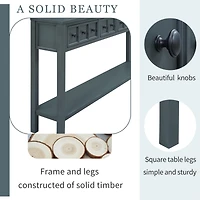 Simplie Fun Rustic Entryway Console Table, 60 Long Sofa Table With Two Different Size Drawers And Bottom