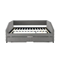 Streamdale Furniture Queen Size Upholstered Daybed with Trundle, Grey