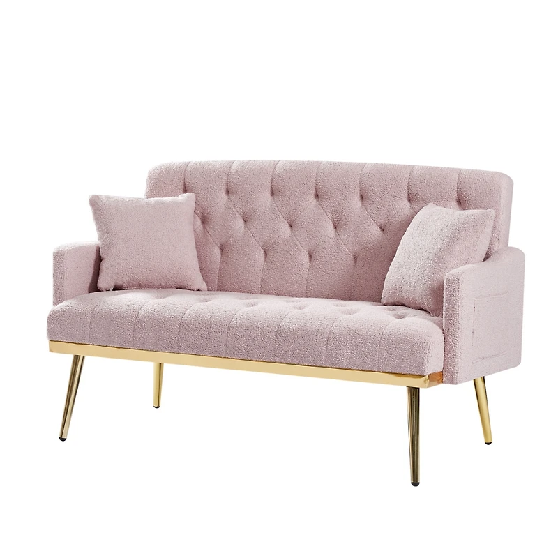 Simplie Fun Pink Teddy Fabric 2 Seater Sofa