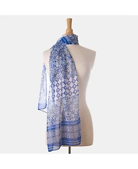 Miramar - Long Sheer Silk Scarf for Women - Blue