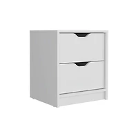 Streamdale Basilea 2 Drawers Nightstand, Pull Out System - White