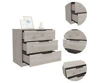 Streamdale Cannon 3-Drawer Rectangle Dresser Light Grey