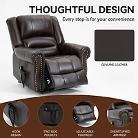 Streamdale Heavy Duty Leather Recliner with Heat & Massage