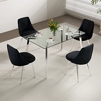 Streamdale Furniture Set of 4 Modern Black Velvet Dining Chairs with Chrome Legs