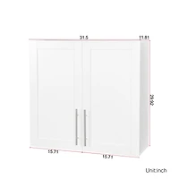 Streamdale Furniture Stackable Wall Mounted Storage Cabinet, 11.81" D X 31.50"W X 29.92" H, White