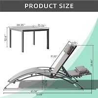 Streamdale Adjustable 3-Piece Outdoor Chaise Lounge Set