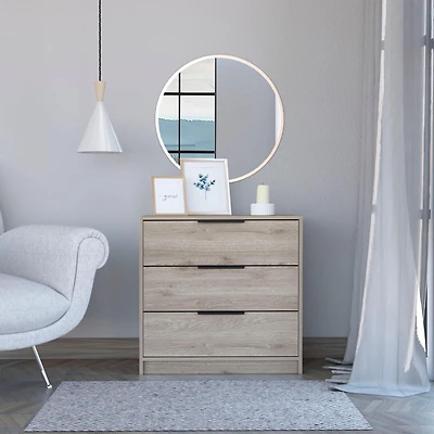 Streamdale Kaia 3 Drawers Dresser, Superior Top - Light Gray