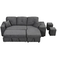 Streamdale Sectional Sofa Bed with Storage Chaise and 2 Stools