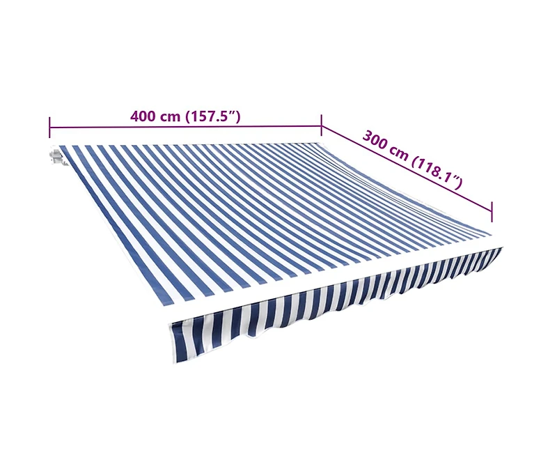 Awning Top Sunshade Canvas Blue & White 13.1'x9.8' (Frame Not Included)