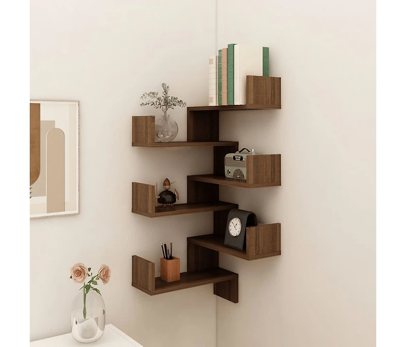 vidaXL Wall Corner Shelves 2 pcs Brown Oak 15.7"x15.7"x19.7" Engineered Wood
