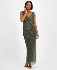 Connected Womens Twist Front Sleeveless Gown