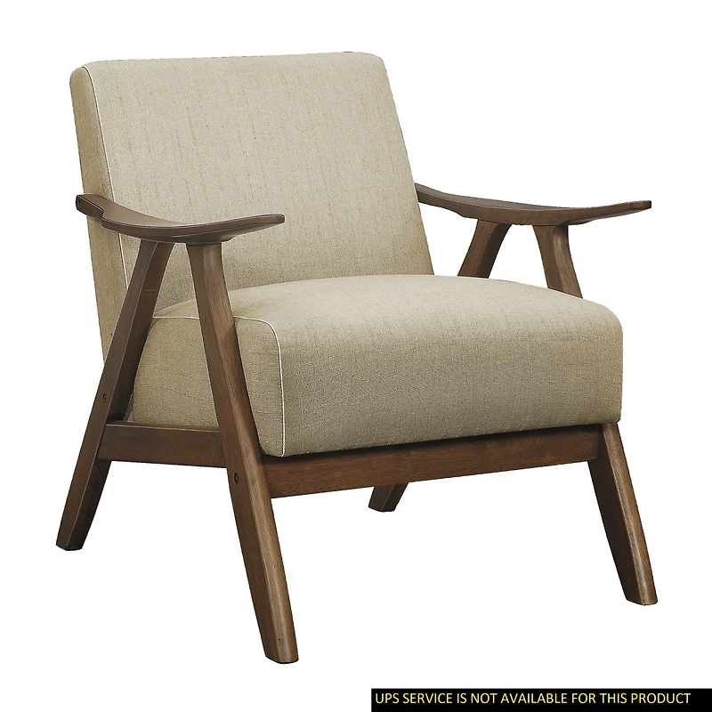 Simplie Fun Light Brown Fabric Accent Chair with Walnut Finish