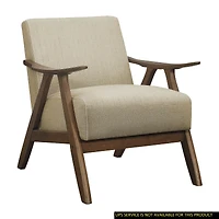 Simplie Fun Light Brown Fabric Accent Chair with Walnut Finish
