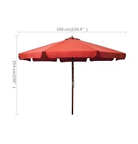 Garden Parasol with Wooden Pole 129.9" Terracotta
