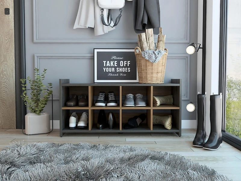 Streamdale Entryway Storage Unit, Eight Shoe Capacity - Espresso Mahogany